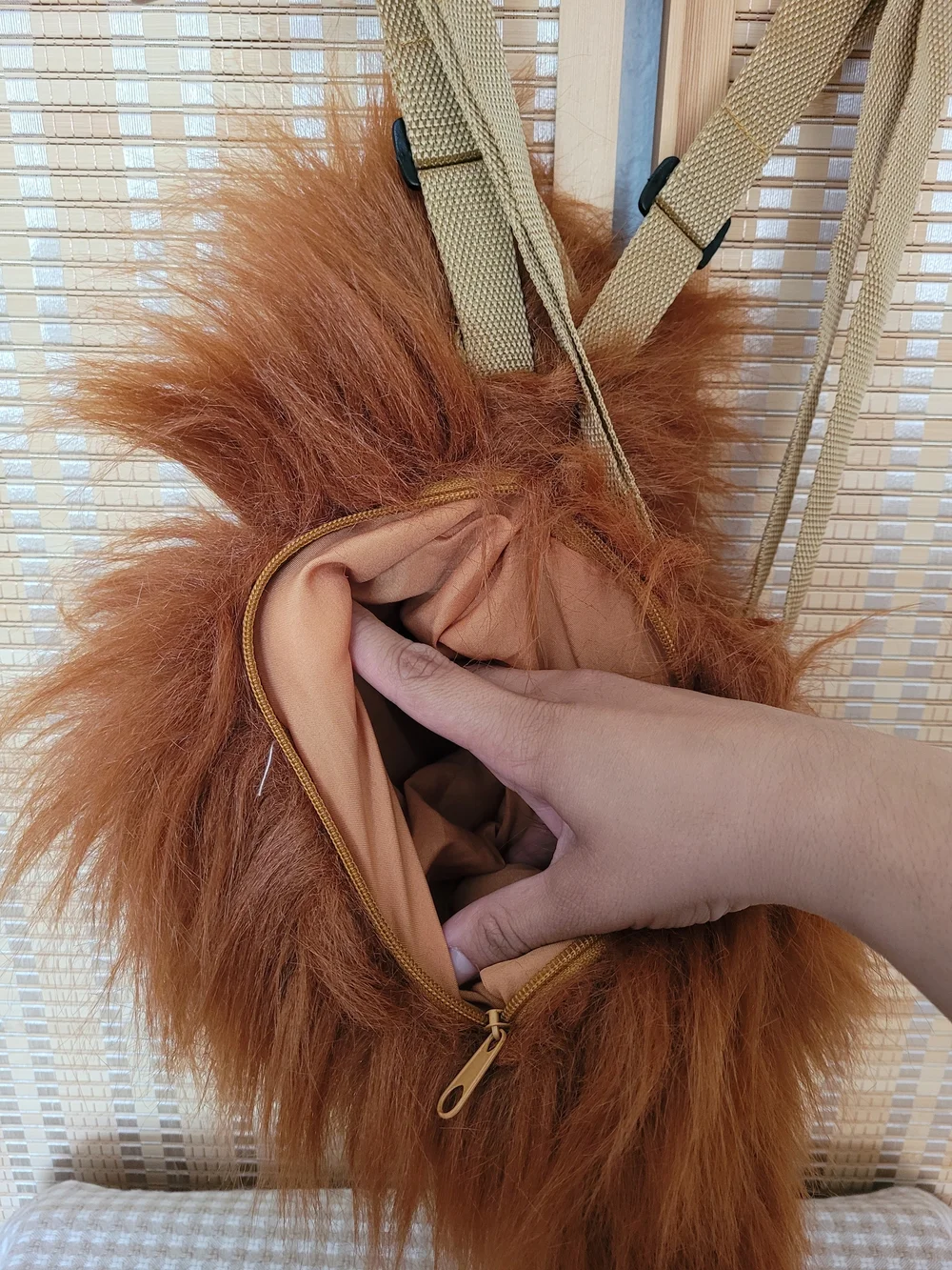 Plush Orangutan Backpack - Rust Brown Fur
